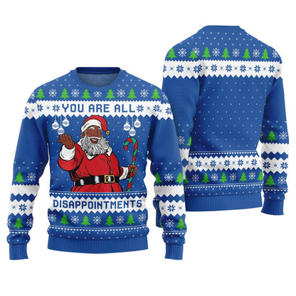 Funny Disappointments Black Santa Ugly Christmas Sweater