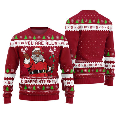 Funny Disappointments Black Santa Ugly Christmas Sweater
