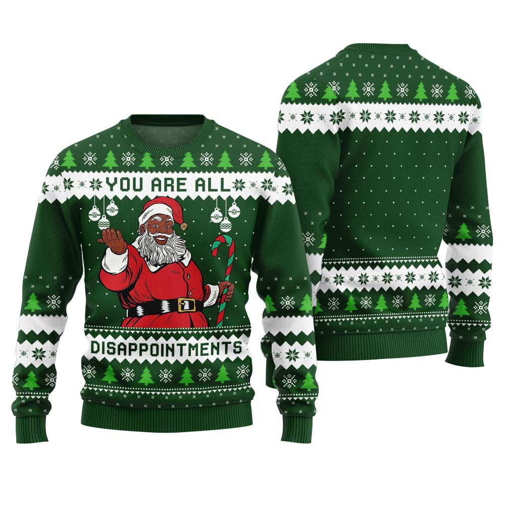 Funny Disappointments Black Santa Ugly Christmas Sweater
