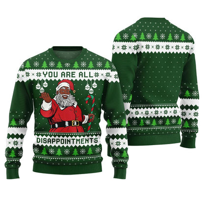 Funny Disappointments Black Santa Ugly Christmas Sweater