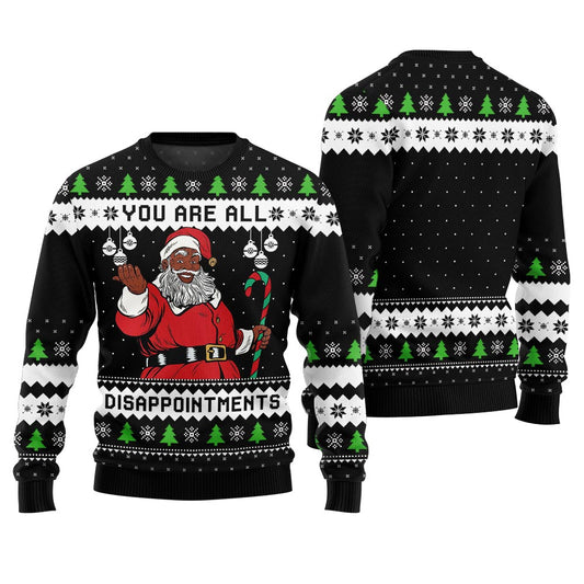 Funny Disappointments Black Santa Ugly Christmas Sweater