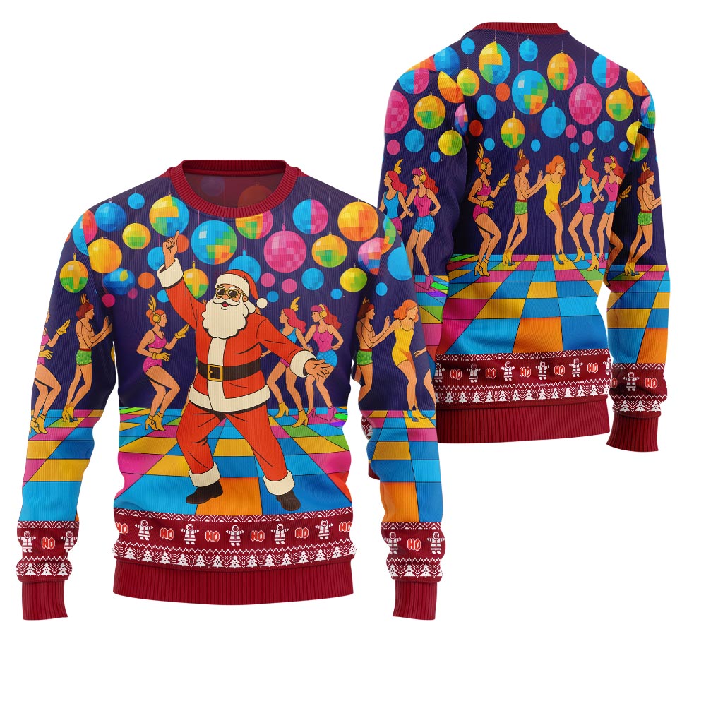 Funny Disco Santa Christmas Sweater
