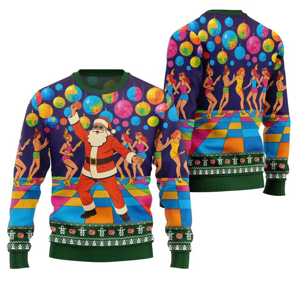 Funny Disco Santa Christmas Sweater