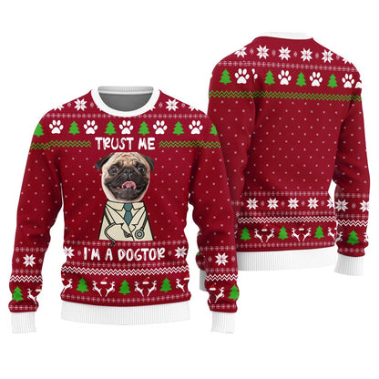 Funny Dogtor Custom Dog Face Ugly Xmas Sweater
