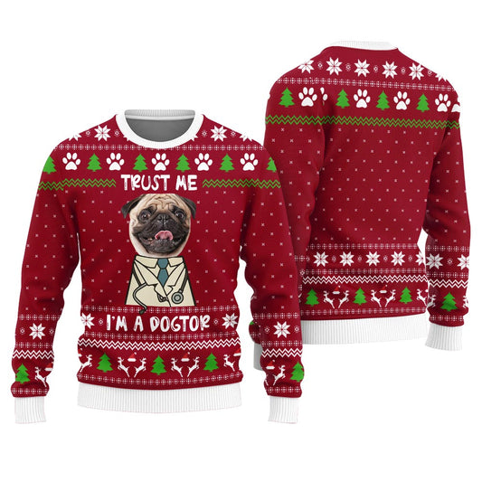 Funny Dogtor Custom Dog Face Ugly Xmas Sweater