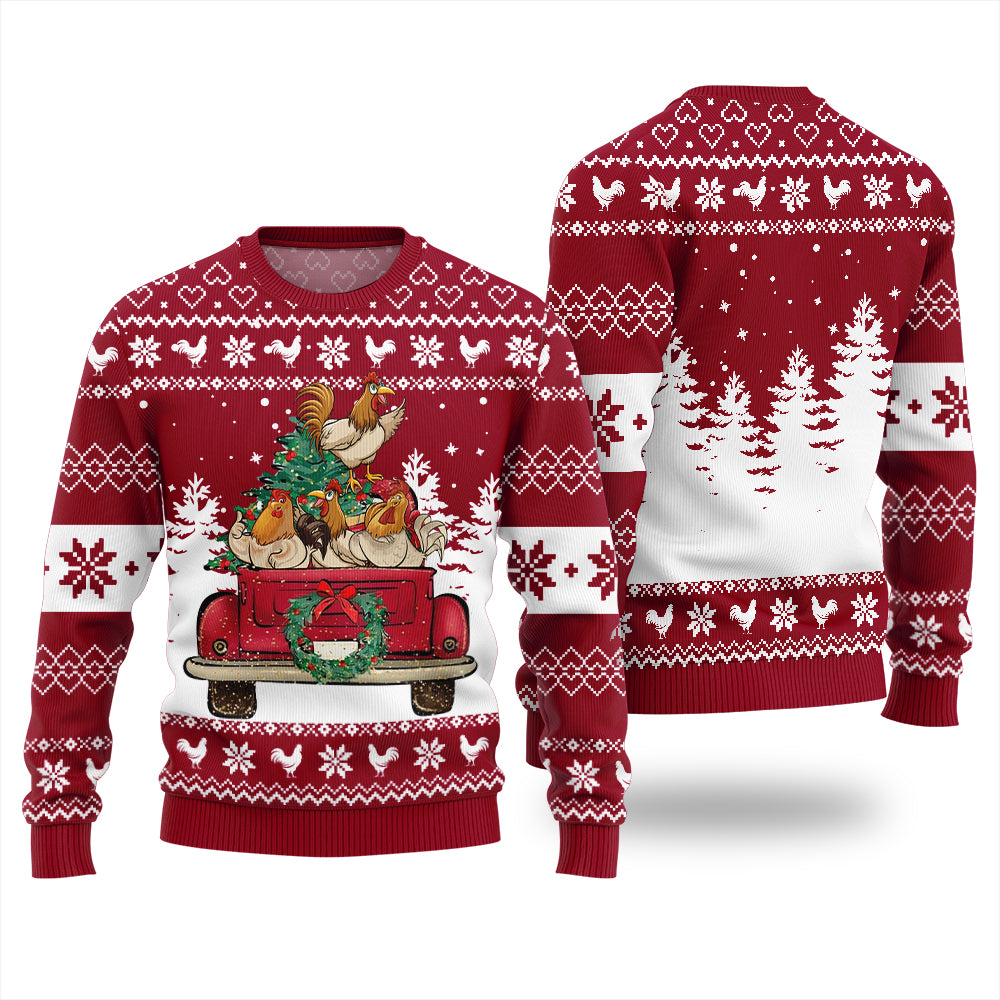 Funny Festive Chicken Ugly Christmas Sweater