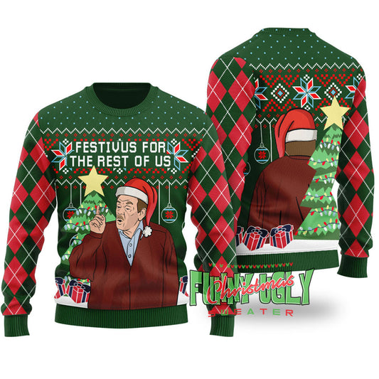 Funny Festivus For The Rest Of Us Seinfeld Christmas Sweater Forest Green