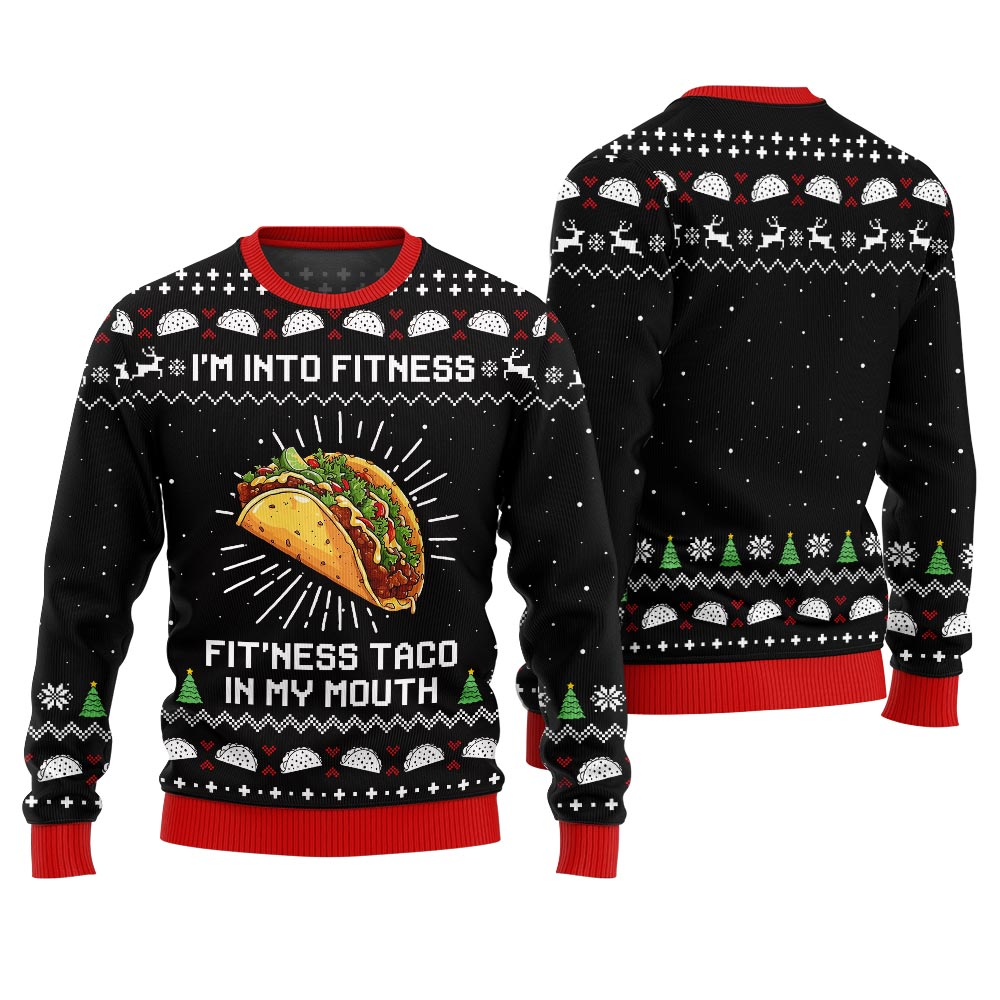 Funny Fitness Taco Ugly Christmas Sweater