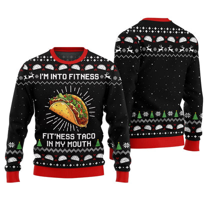Funny Fitness Taco Ugly Christmas Sweater