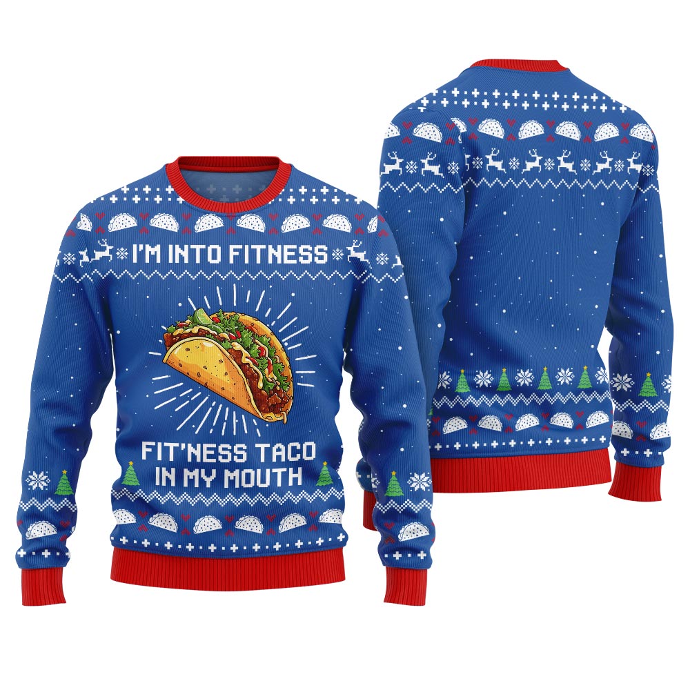 Funny Fitness Taco Ugly Christmas Sweater