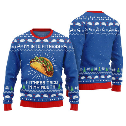 Funny Fitness Taco Ugly Christmas Sweater