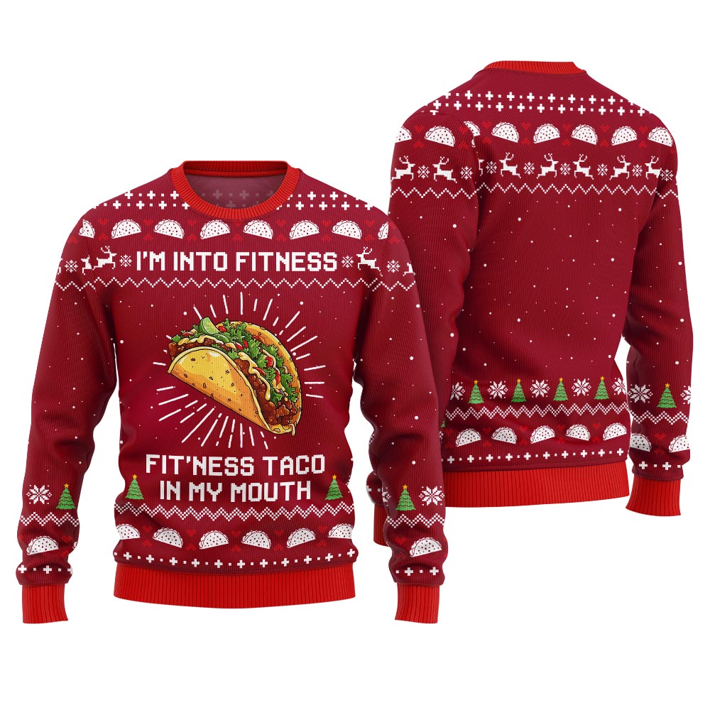 Funny Fitness Taco Ugly Christmas Sweater