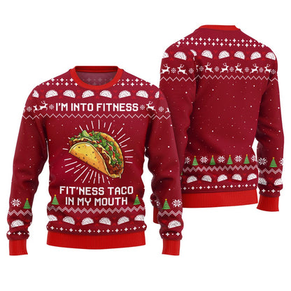 Funny Fitness Taco Ugly Christmas Sweater