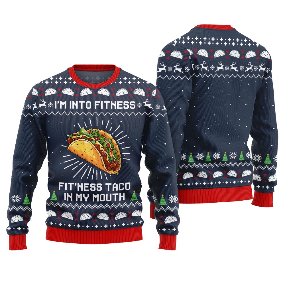 Funny Fitness Taco Ugly Christmas Sweater