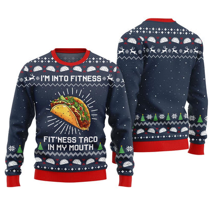 Funny Fitness Taco Ugly Christmas Sweater