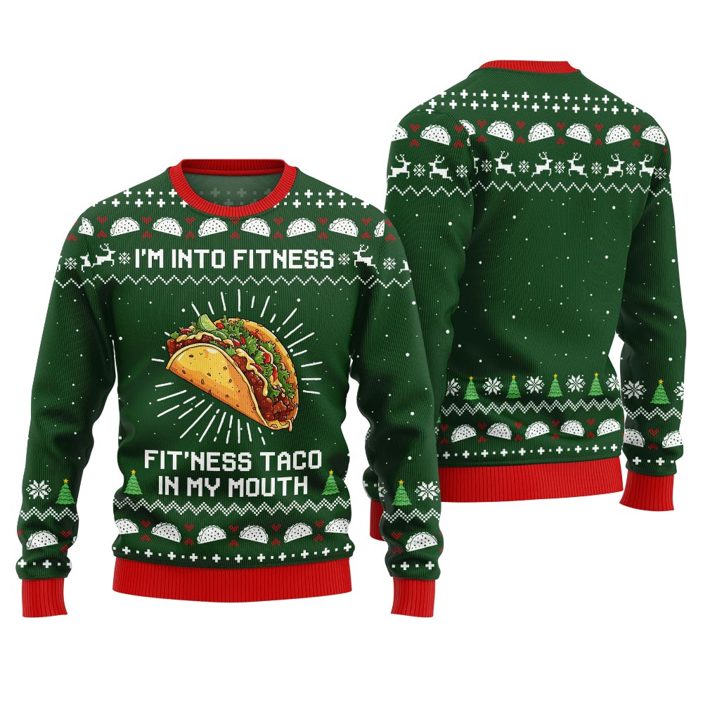 Funny Fitness Taco Ugly Christmas Sweater