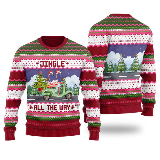 Funny Flamingo Riding Motorbike Ugly Sweater For Men