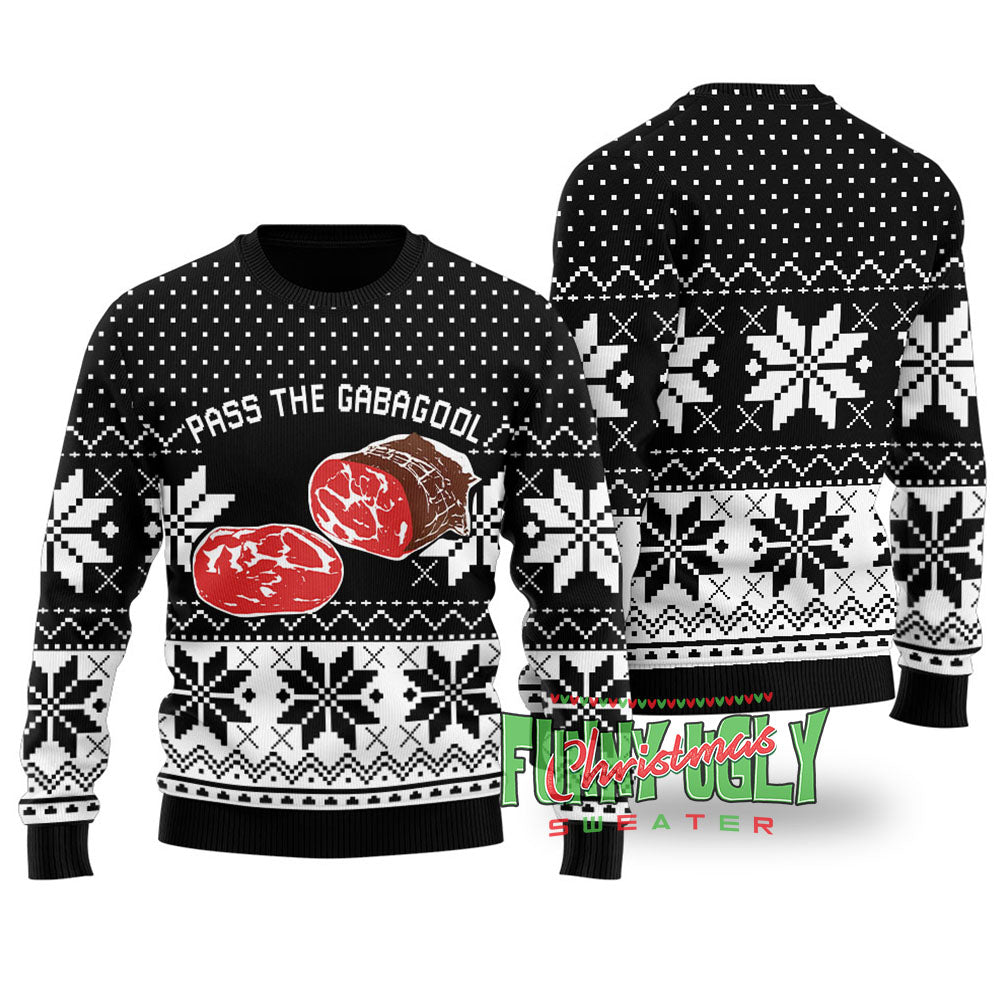 Funny Gabagool Ugly Christmas Sweater Black