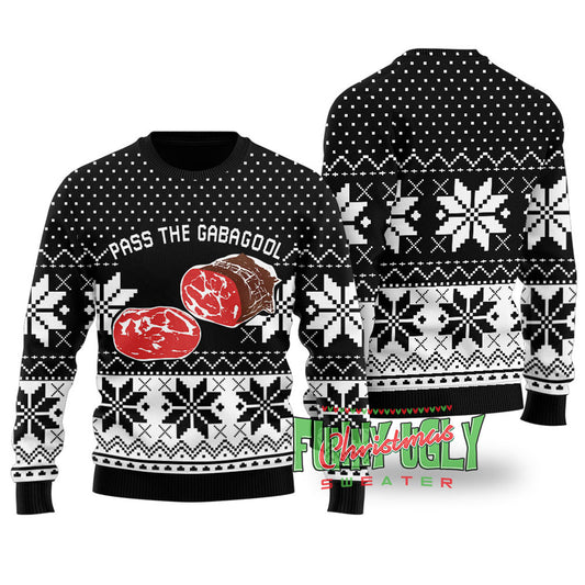 Funny Gabagool Ugly Christmas Sweater Black