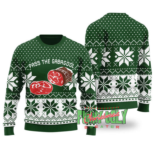 Funny Gabagool Ugly Christmas Sweater Forest Green