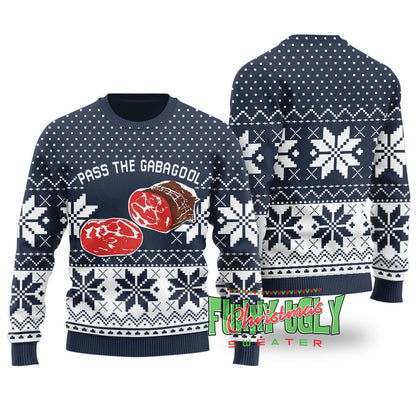 Funny Gabagool Ugly Christmas Sweater Navy