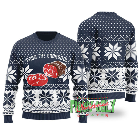 Funny Gabagool Ugly Christmas Sweater Navy