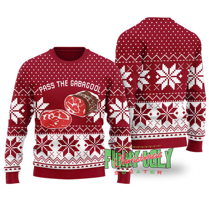 Funny Gabagool Ugly Christmas Sweater Cardinal Red