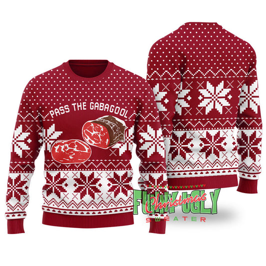 Funny Gabagool Ugly Christmas Sweater Cardinal Red