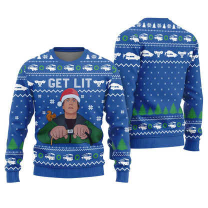 Funny Get Lit Christmas Sweater Men