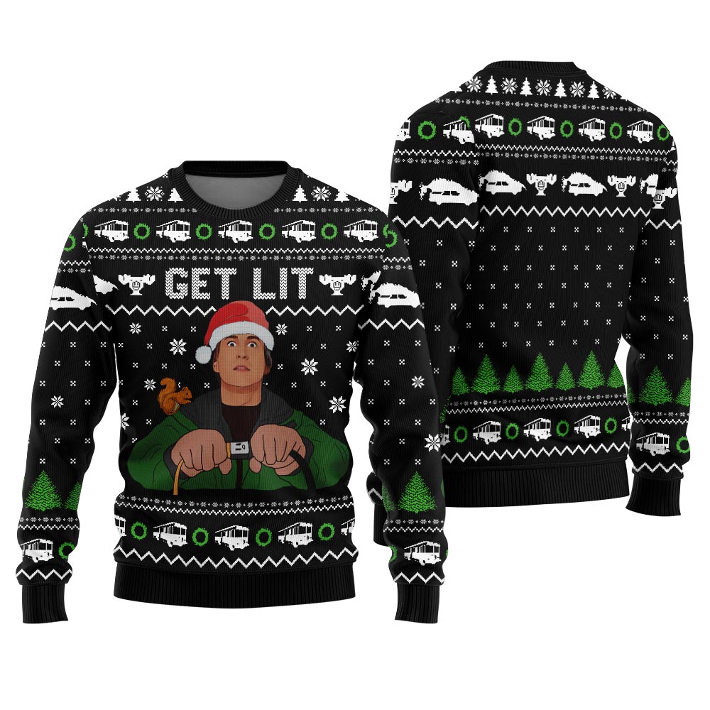 Funny Get Lit Christmas Sweater Men
