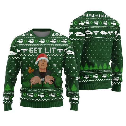 Funny Get Lit Christmas Sweater Men