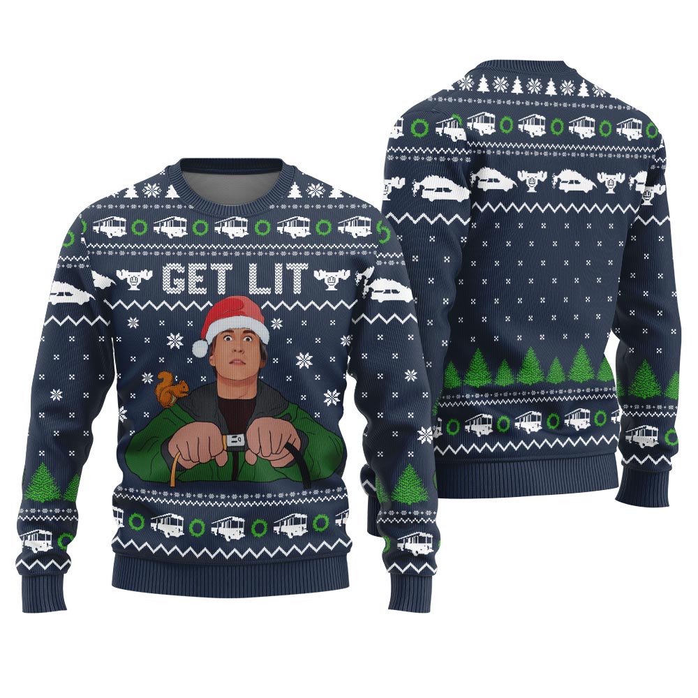 Funny Get Lit Christmas Sweater Men