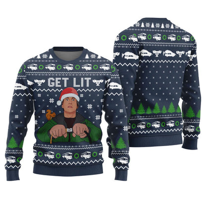 Funny Get Lit Christmas Sweater Men