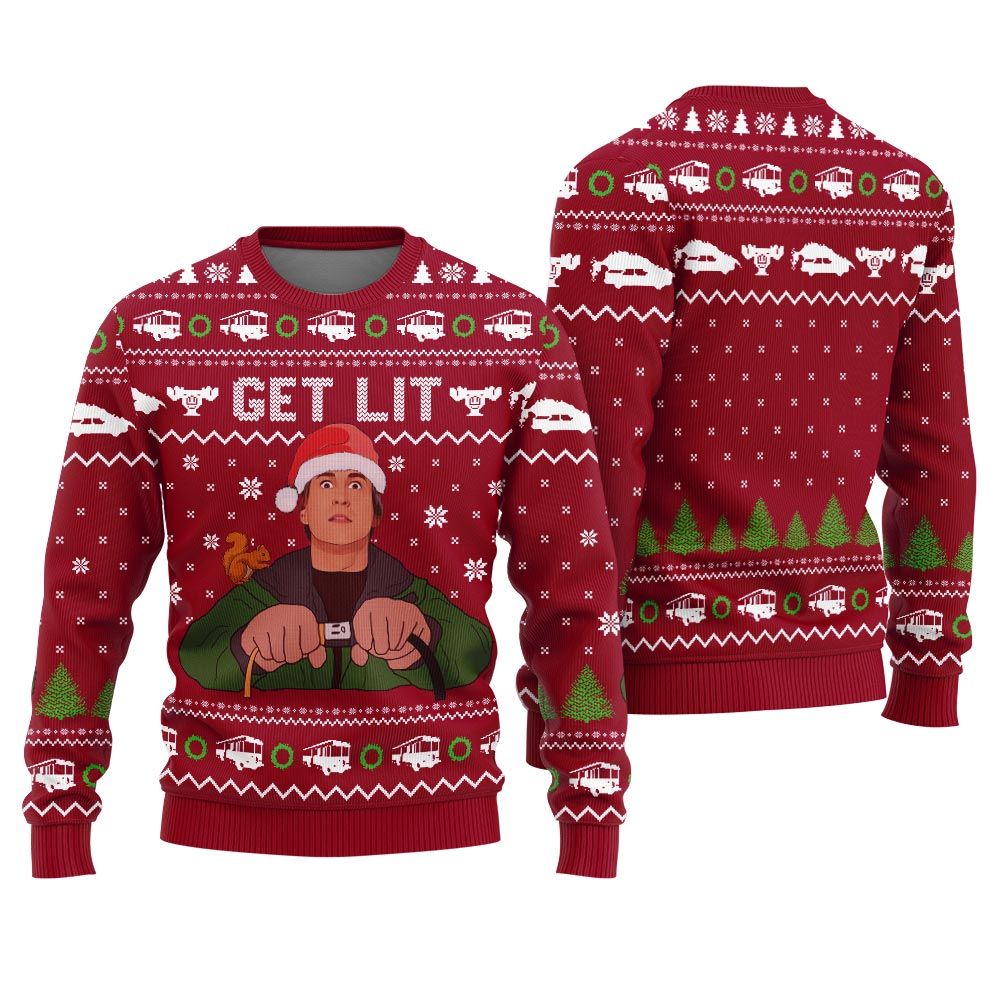 Funny Get Lit Christmas Sweater Men