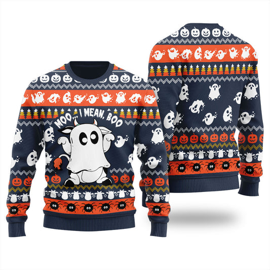 Funny Ghost Cow Ugly Halloween Sweater