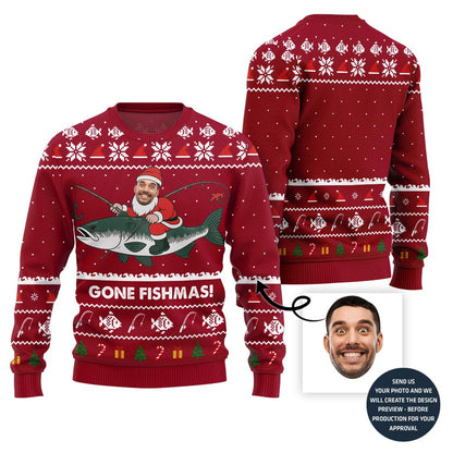 Funny Fisherman Custom Face Holiday Sweater