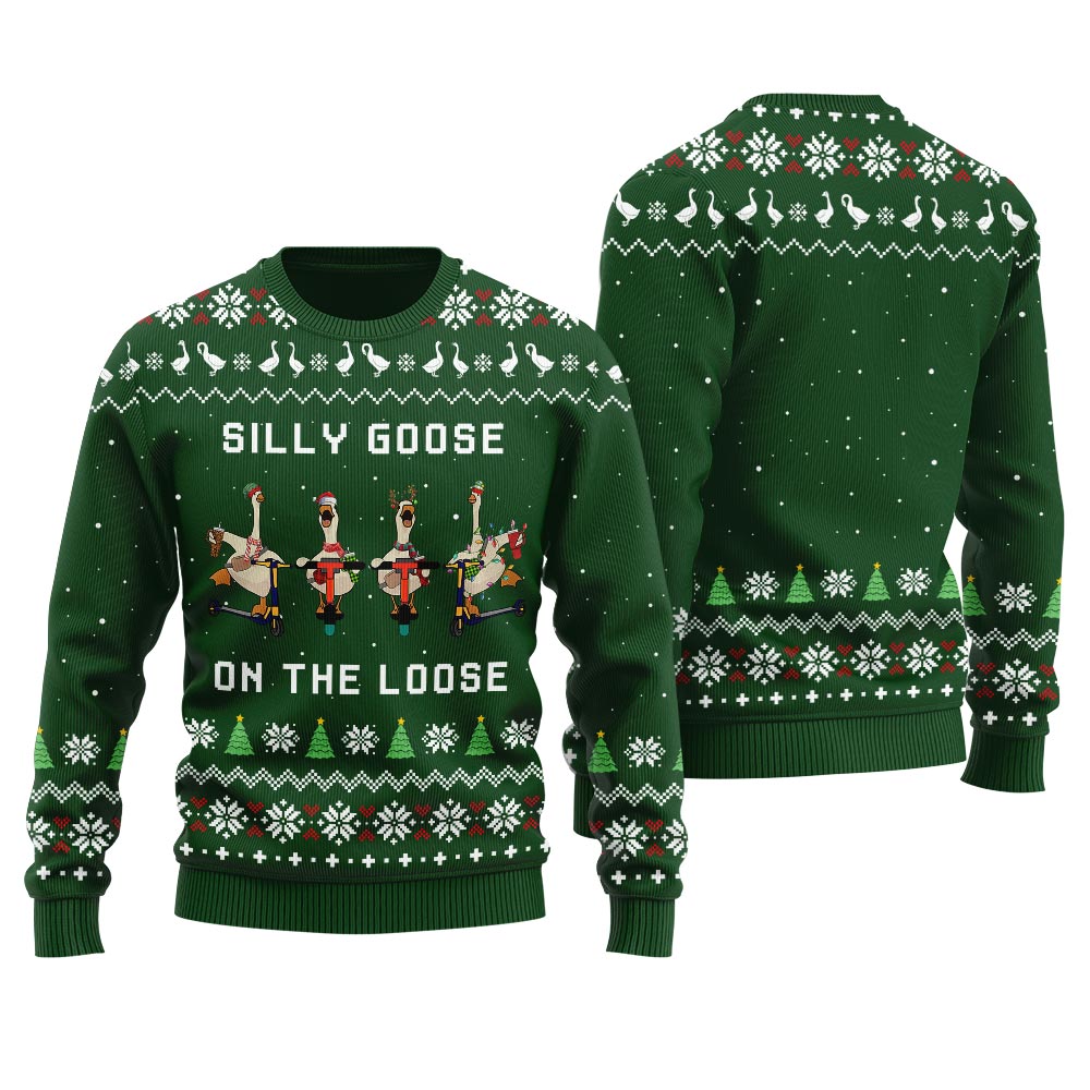 Funny Goose Skating Mens Funny Christmas Sweater