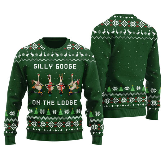 Funny Goose Skating Mens Funny Christmas Sweater