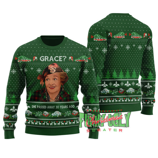 Funny Grace The Blessing Ugly Christmas Sweater Forest Green