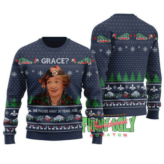 Funny Grace The Blessing Ugly Christmas Sweater Navy