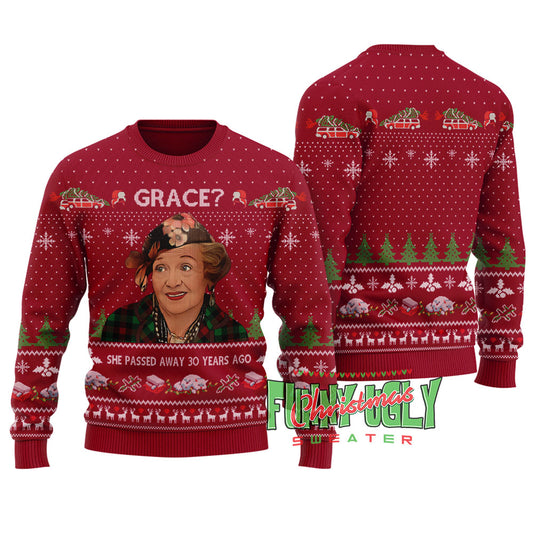 Funny Grace The Blessing Ugly Christmas Sweater Cardinal Red