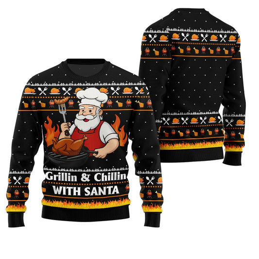 Funny Grillin Santa Christmas Sweater