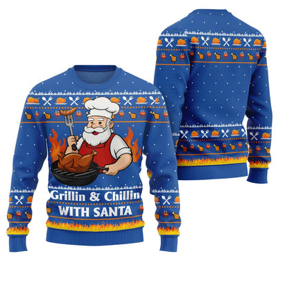 Funny Grillin Santa Christmas Sweater