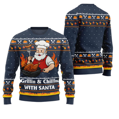 Funny Grillin Santa Christmas Sweater