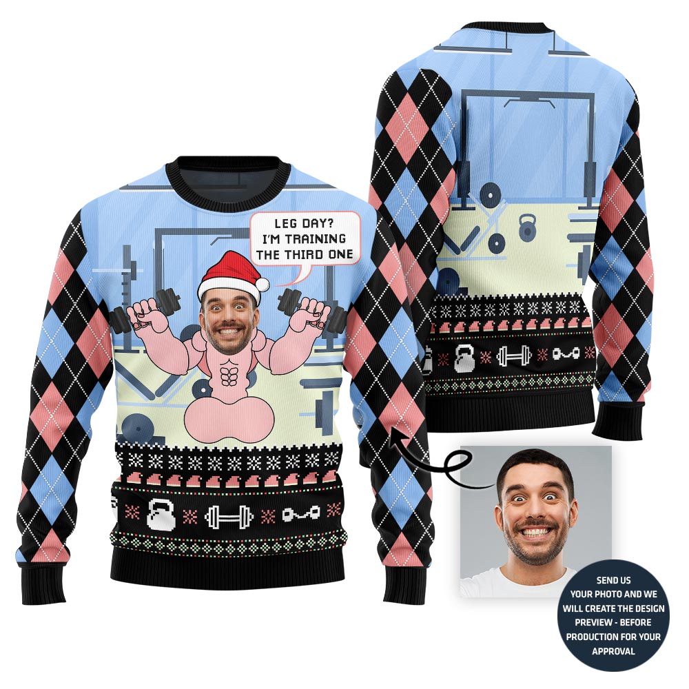Funny Gym Custom Face Naughty Ugly Christmas Sweater