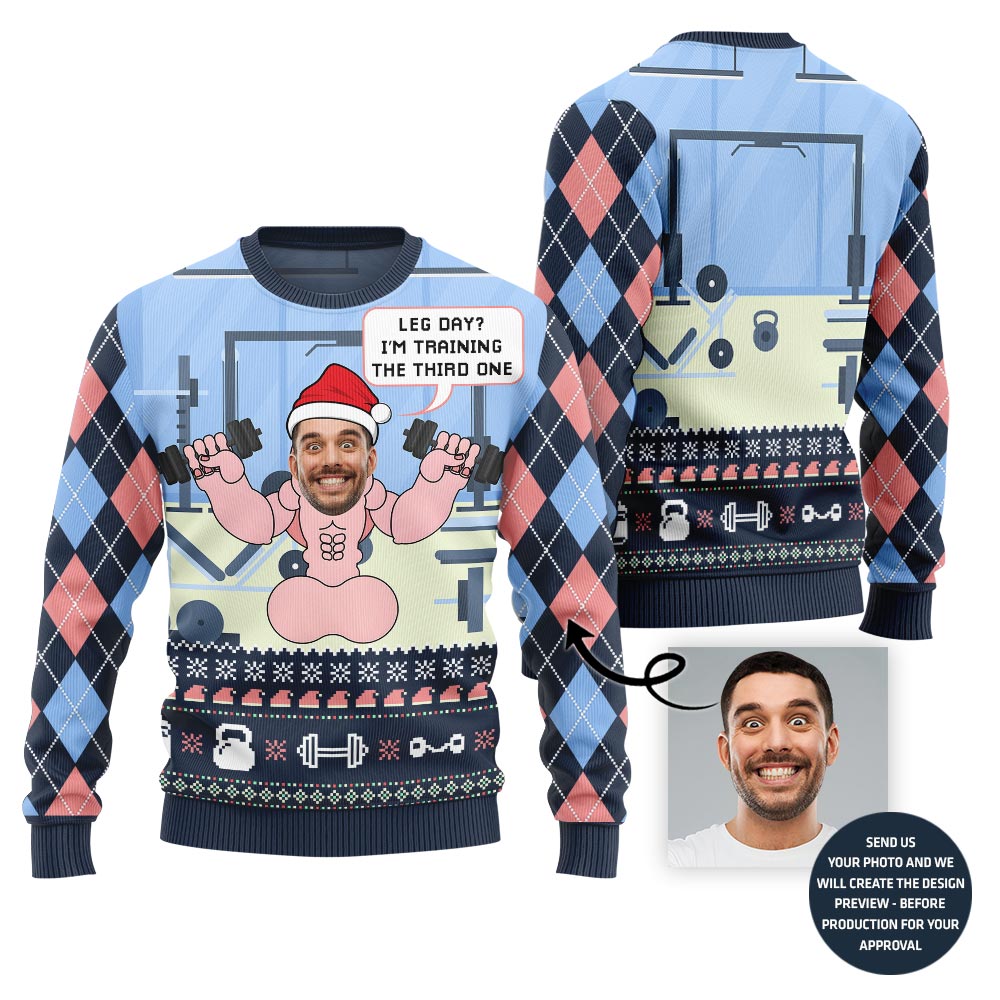 Funny Gym Custom Face Naughty Ugly Christmas Sweater