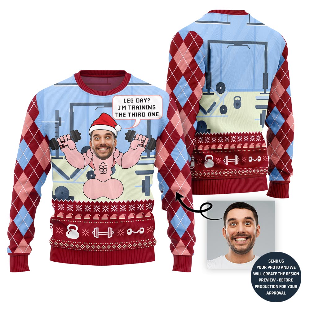 Funny Gym Custom Face Naughty Ugly Christmas Sweater
