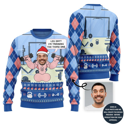 Funny Gym Custom Face Naughty Ugly Christmas Sweater