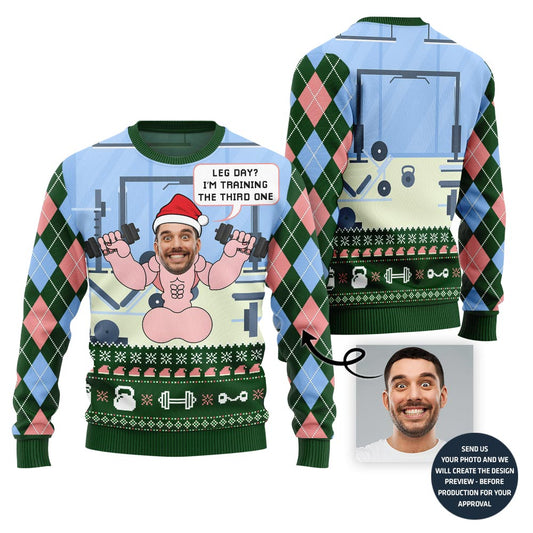 Funny Gym Custom Face Naughty Ugly Christmas Sweater