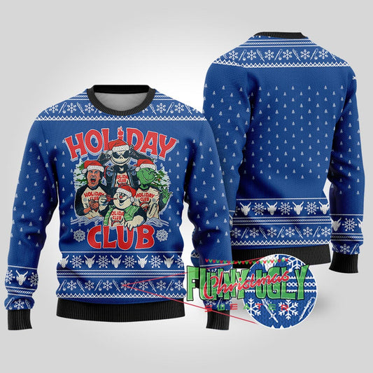 Funny Holiday Club Christmas Sweater Royal